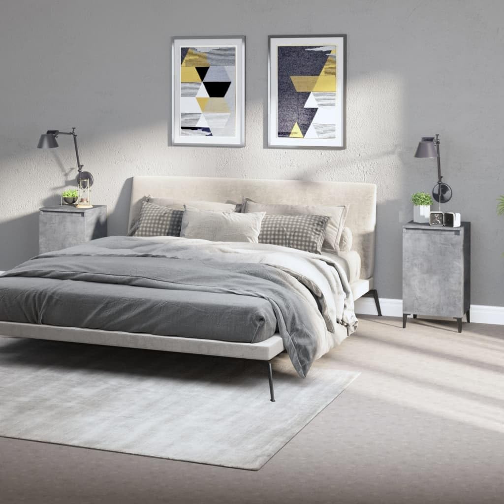 Mesitas de noche de madera de ingeniería en gris industrial pack de dos