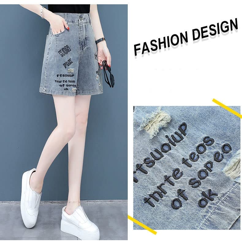 Short Femmes Hautes Taille Pantalon De Jambe Large Lettre De Mode De La Lettre De Mode