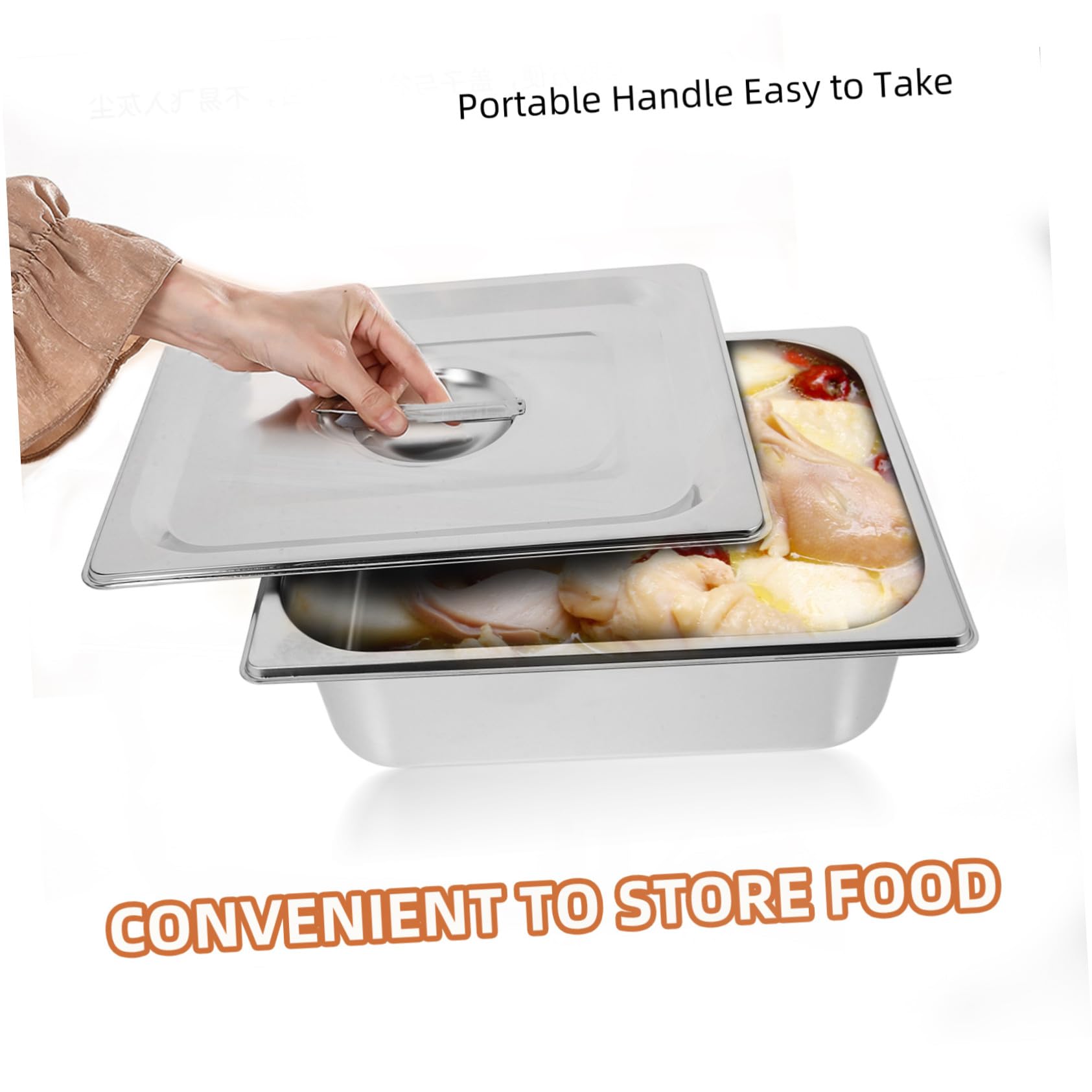 Uonlytech Bacs de Buffet en Acier Inoxydable 1/2 Gn 33x265x100 Mm avec Couvercle Hermétique, Plats Gastronorms Robustes pour Restauration Professionnelle, Service Traiteur Cuisine