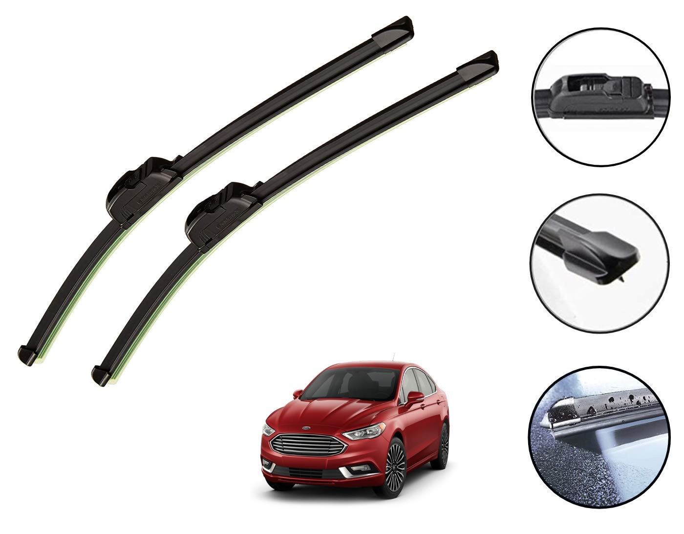 Auto Hub Car Wiper Blade Compatibility with Fusion - Set of 2 Pcs (D-24,P-18)