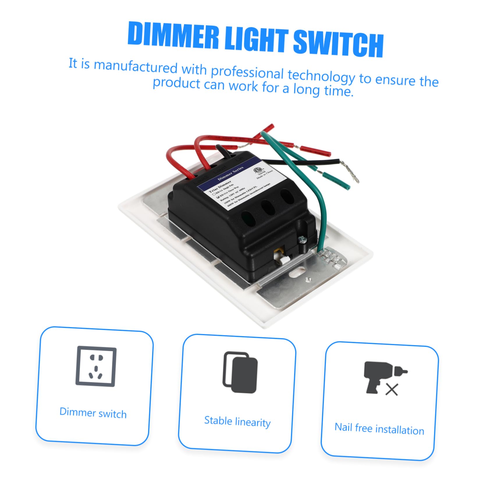 NUOBESTY 2 Stück Dimmer schalter elektrisches Licht LED gleiten Wattzahl Lichtdimmer Aluminiumlegierung Weiß