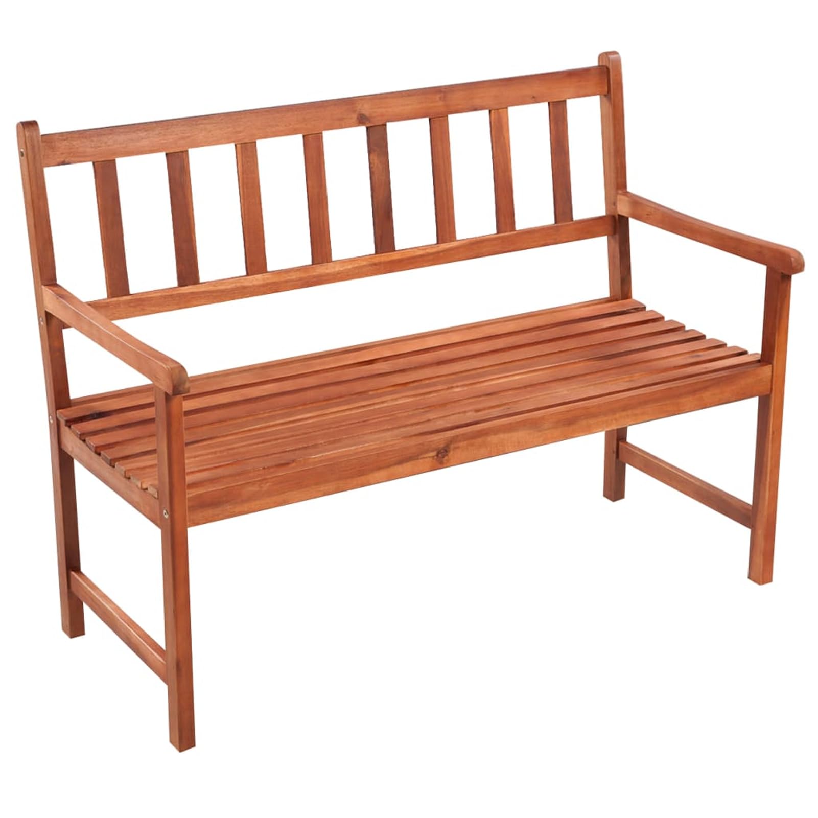 Ławka ogrodowa akacja 120 x 58 x 90 cm z czerwoną nakładką | Lite drewno akacjowe, olej, odporne na warunki atmosferyczne, w zestawie z zamocowaną nakładką