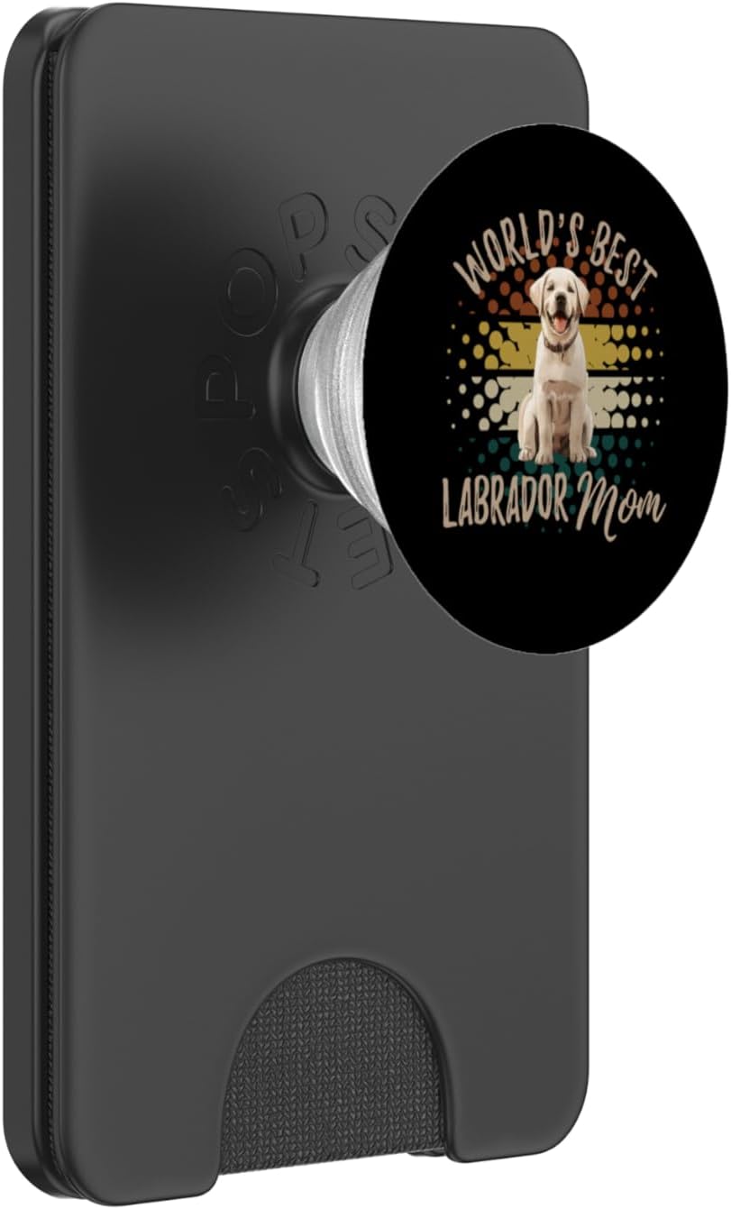 Retro World's Best Labrador Mom Proud Yellow Labrador Mama PopSockets PopWallet for MagSafe