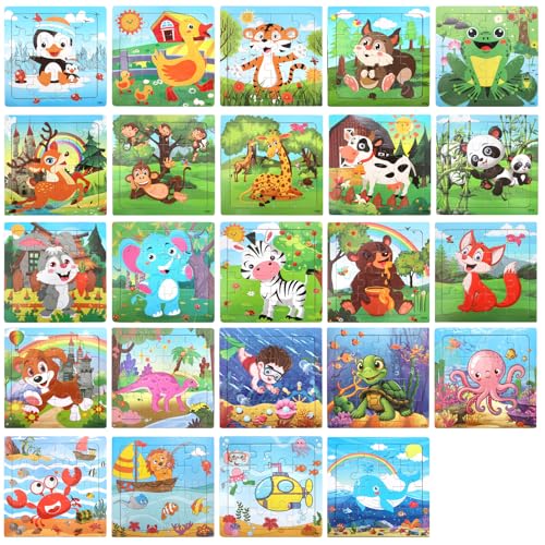 DEAYOU 24 set de puzzles para niños de 3 a 5 años, 16 piezas de animales de madera, rompecabezas educativo preescolar para niños y niñas miniatura 3