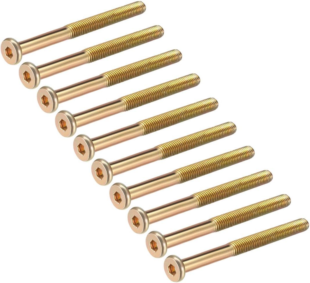uxcell M8x150mm Furniture Screw Hex Socket Machine Screws Zinc Plated Fasteners Bolts Half Thread Carbon Steel 10Pcs