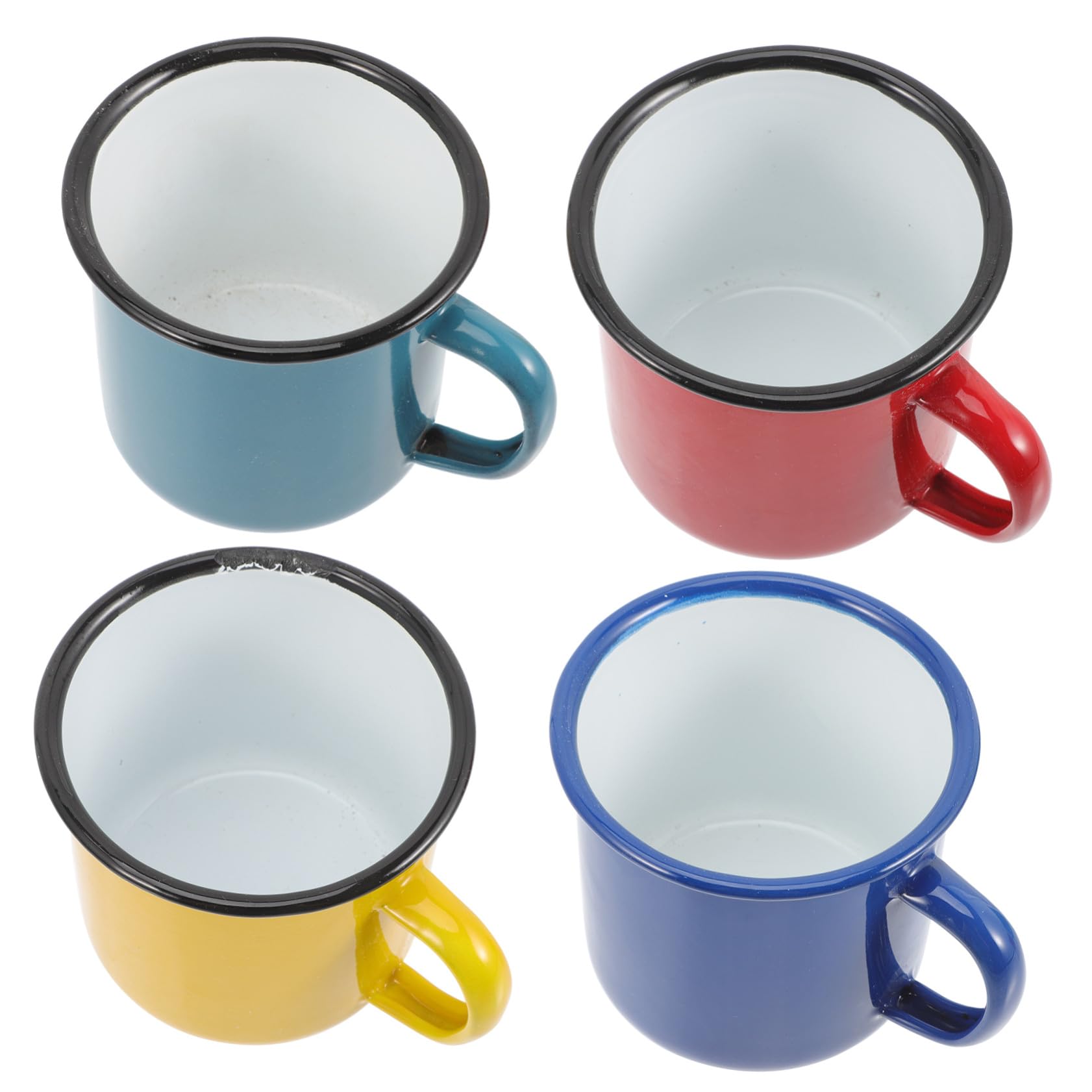 BESPORTBLE 4 Stück Emaille Becher 8cm Gesunde Leichtgewichtige Camping Becher Aus Emailliertem Stahl Extra Große Wasser Und Kaffeetasse in Rot Gelb Blau Und Grün Für Zuhause Und Outdoor