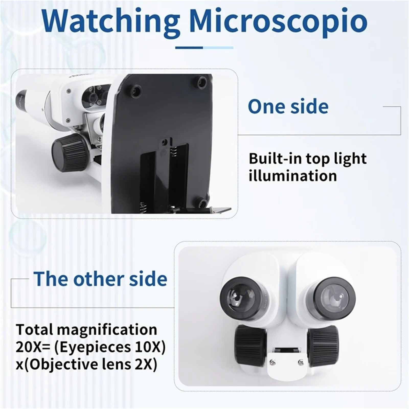 Microscopio Estereoscópico, Microscopio binocular estéreo 20X con LED for soldadura de PCB, reparación teléfonos móviles, portaobjetos, observación minerales