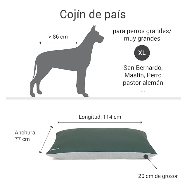 Foto 5 de 8 de Doctor Bark GreenLabel - Cojín para perros y funda de cojín para perros, suave, grande, lavable, fácil…