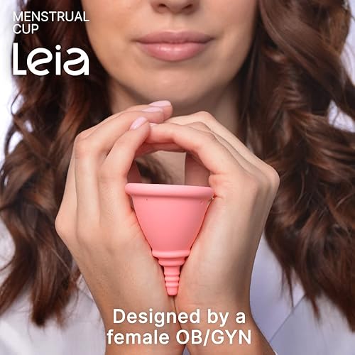 Miniatura 2 de Leia Copa menstrual suave con estuche de transporte de metal  Diseño OBGYN  Cuello bajo  Borde firme  Soporte muscular  Tazas para adolescentes