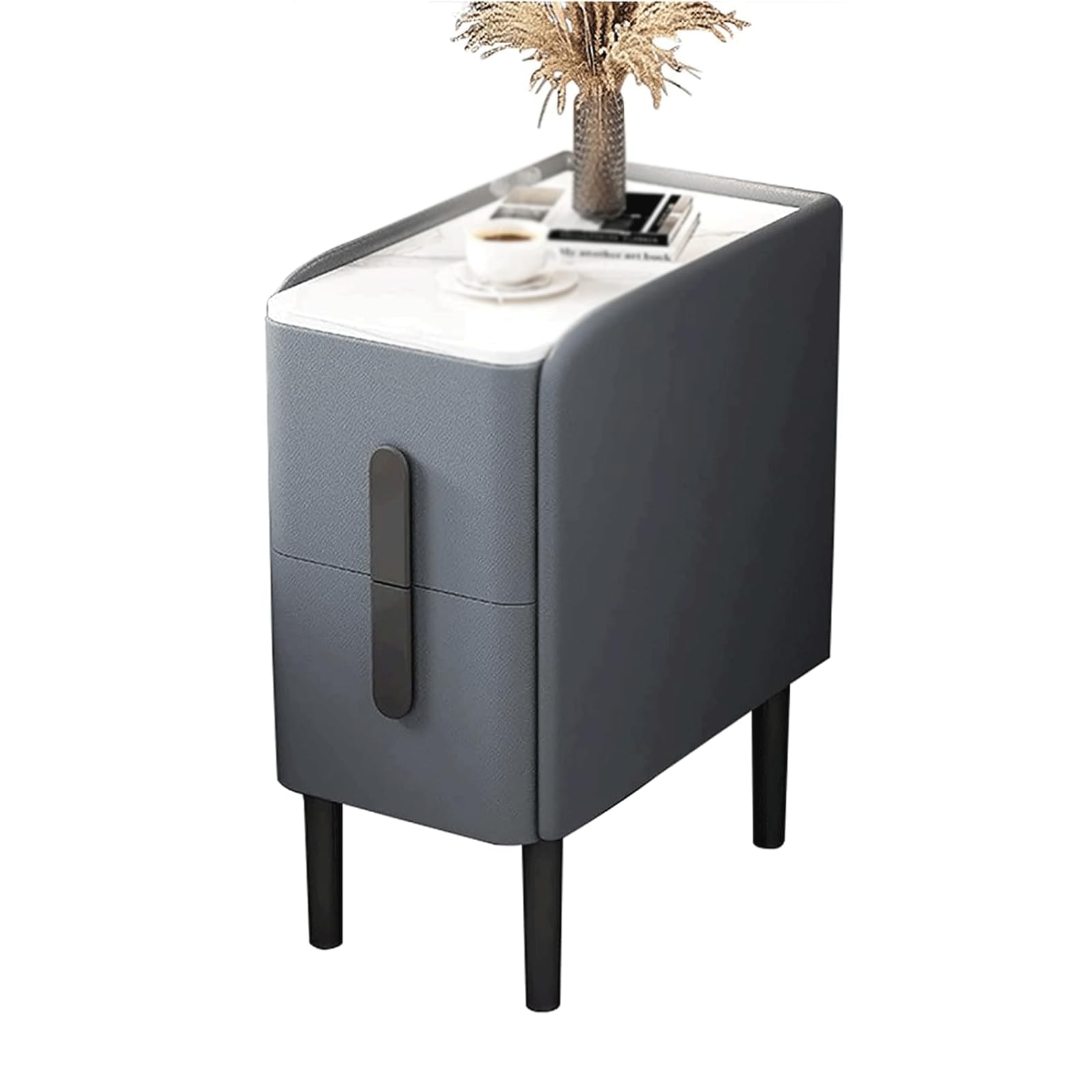 Table de chevet moderne anti-encombrement 2 tiroirs pieds en acier
