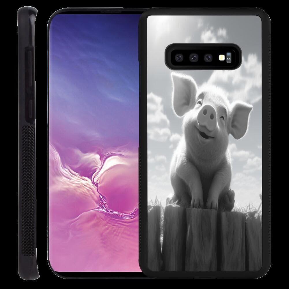 DAFEI Phone Case Compatible with Samsung Galaxy S10 Pig-aa1 Black Frame Shockproof and Slim Rubber TPU Material with Uniqe Design