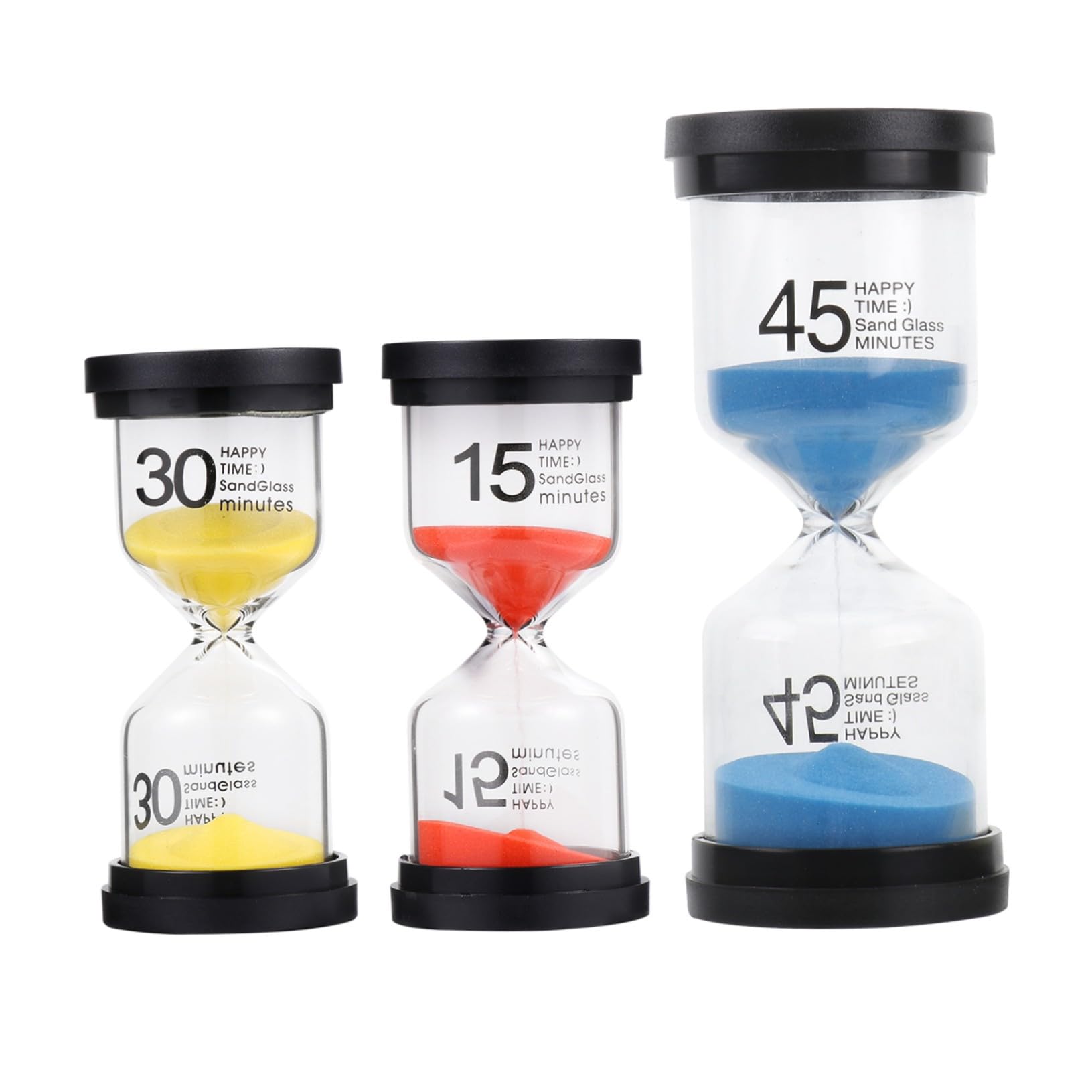NOLITOY Reloj de Arena de Escritorio Material Vidrio y Plástico 3 Piezas Temporizador para Decoración del Hogar Adecuado para Uso Interior