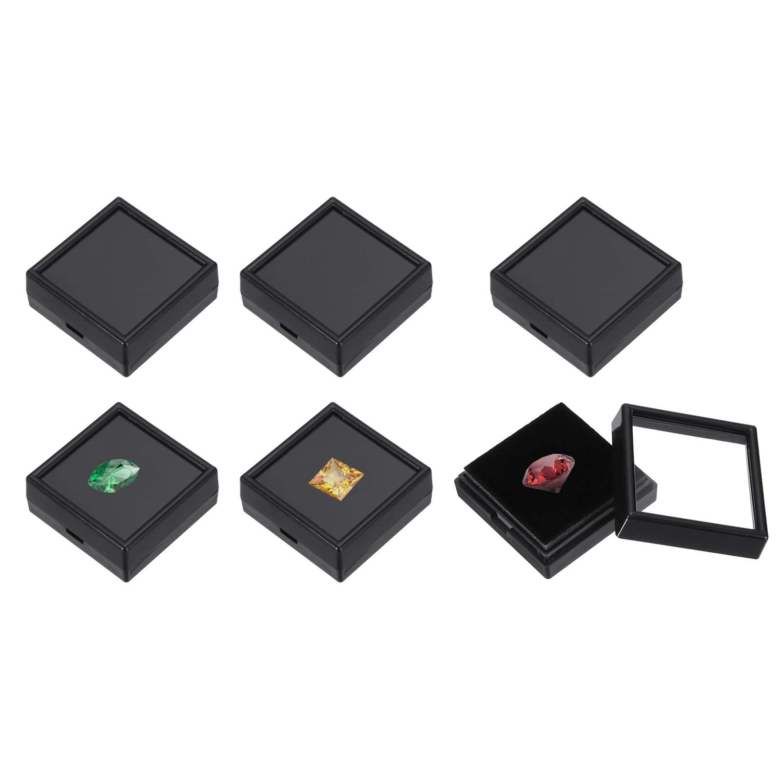 Petites boîtes à bijoux carrées en acrylique transparent avec coussins en éponge, lot de 6