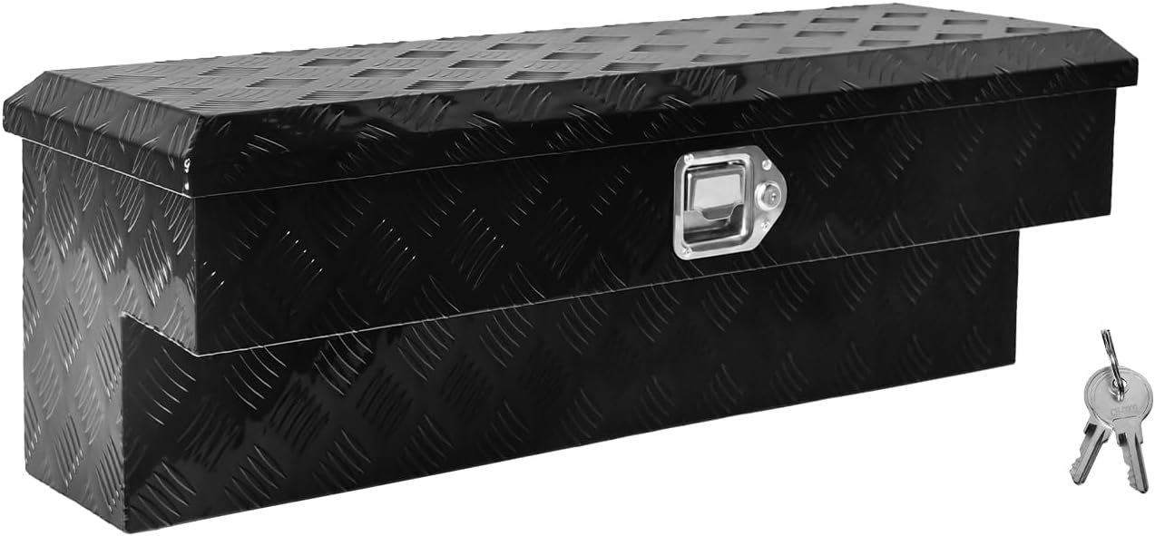 36 Inch Truck Side Tool Box,Aluminum Side Tool Box for Truck Bed with Paddle Latch，Side Mount Tool Box for Pickup Truck Bed RV, Black(36"X12"X12").