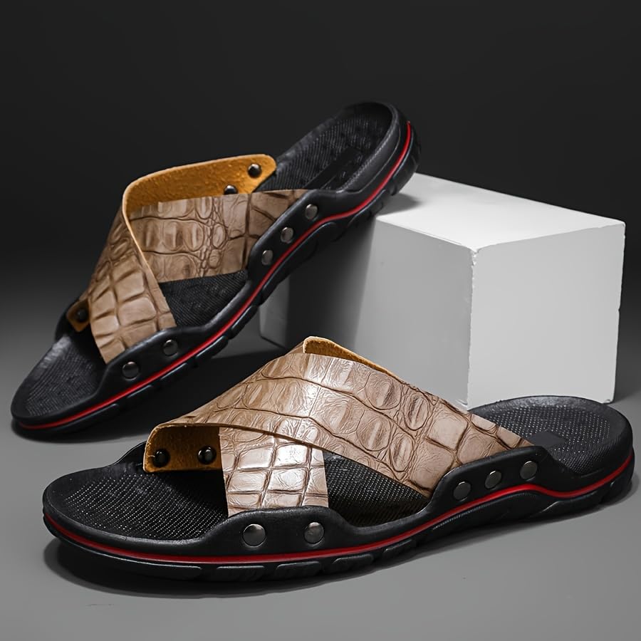 Men's Breathable Open-Toe Slippers with Non-Slip Rubber Sole Adjustable Straps for Outdoor Walking, Beach & Home Use - Stylish Casual Footwear2