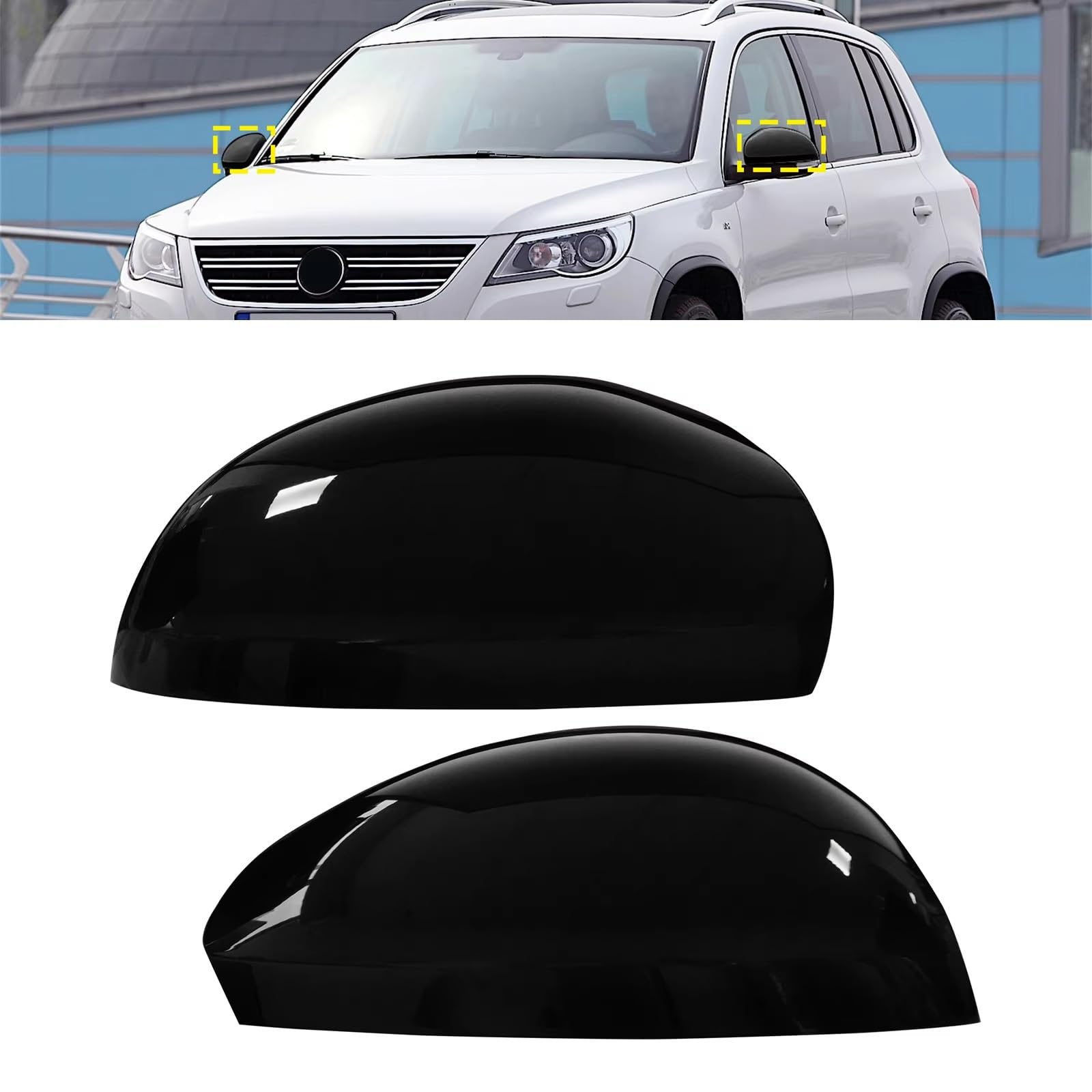 Copri Specchietti Per VW Per Tiguan 5N 2007-2016 L + R Porta Ala Specchietto Retrovisore Tappi Di Copertura Nero Lucido