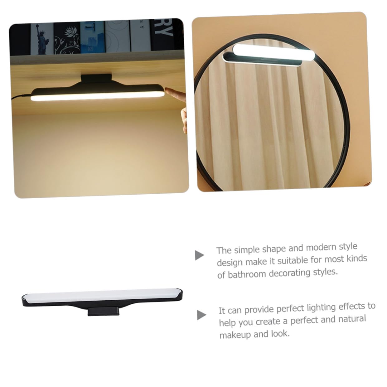 Lámpara de Lectura Táctil para Espejo Luces Magnéticas de Pared, Diseño Moderno en Abs, Luz LED Neutra para Tocador y Baño