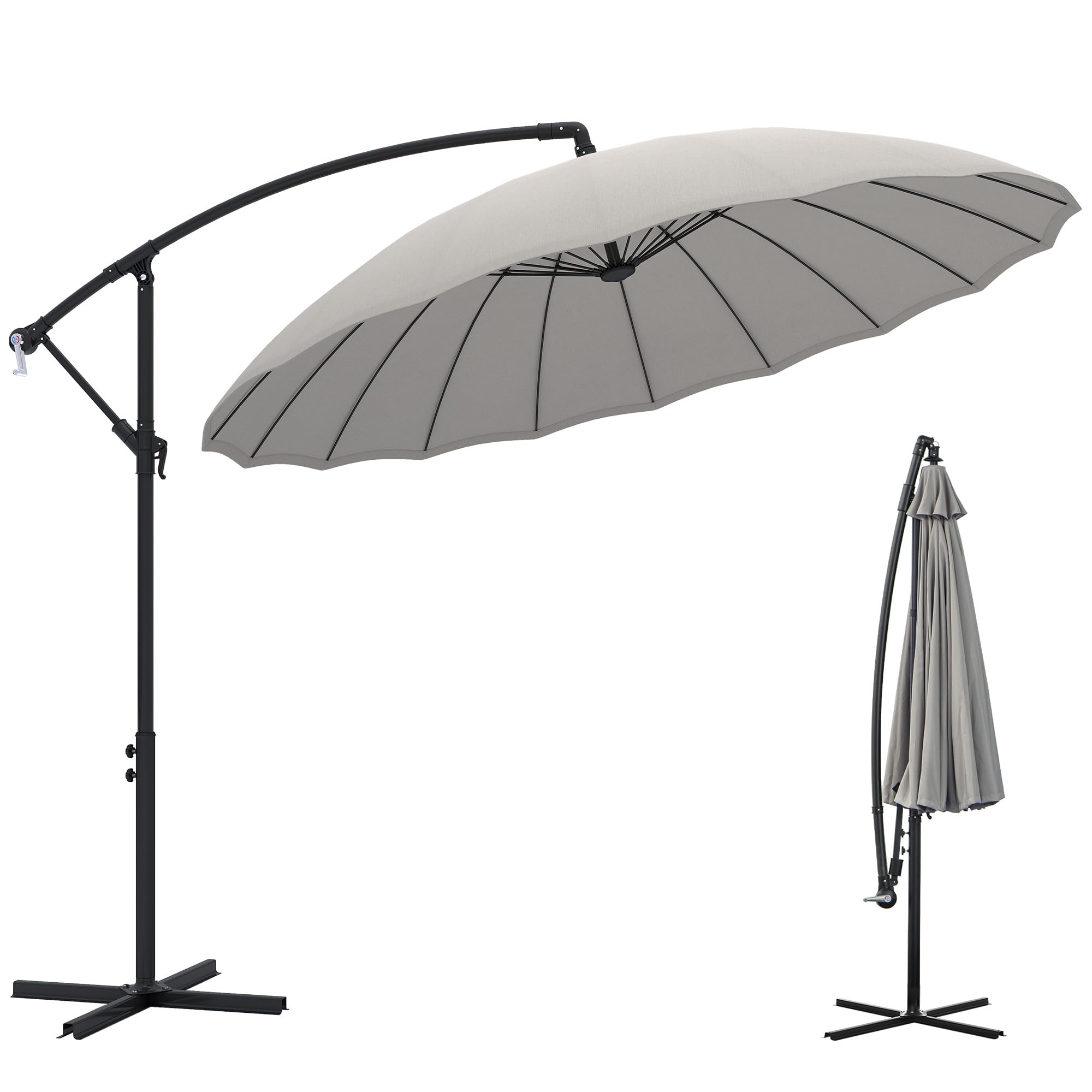 3M Grey Outsunny Cantilever Shanghai Parasol