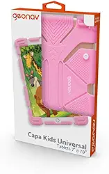 Geonav Capa Universal protetora para tablets 7-7.9 polegadas, Silicone, anti choque, base de apoio, UN779P, Rosa