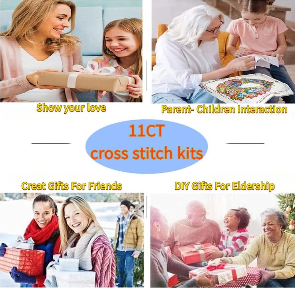 FanZheZhe Kit Per Punto Croce Stampato Con,Con Stampa Colorata, Facile Da Ricamare, Per Adulti E Principianti, Il Piccolo Nano Che Legge Il Giornale 11Ct50X70Cm