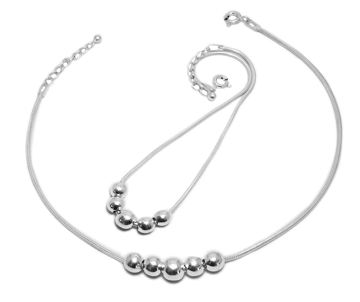 Enorme Basket 1046-925 - Cavigliera a forma di serpente in puro argento puro 92,5 per ragazze e donne
