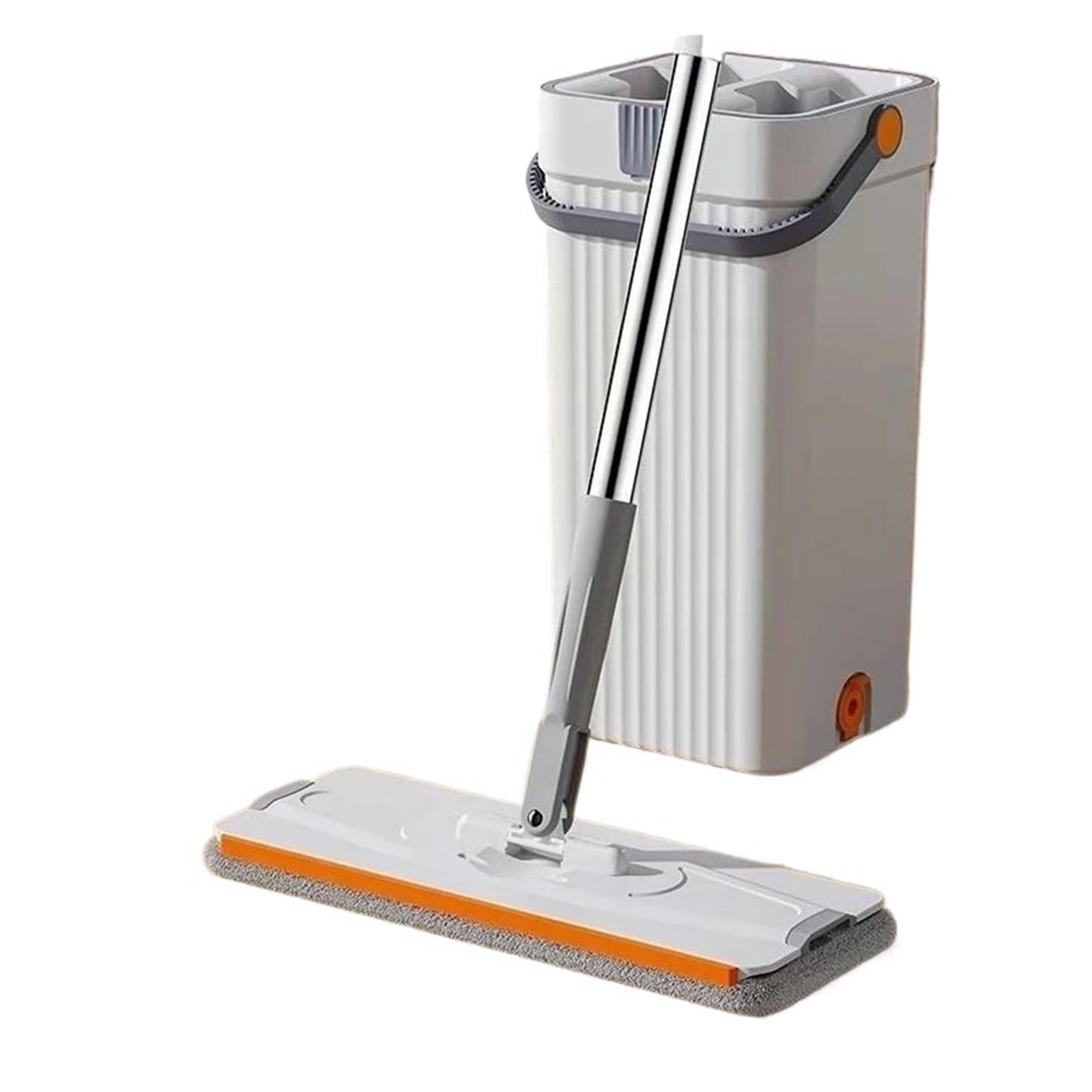 Fregona giratoria de 360 ​​grados con manos libres, sistema de limpieza de pisos planos de 33 cm con cubo, herramienta de limpieza fácil de microfibra lavable for el hogar(Bucket-mop-2 cloth)