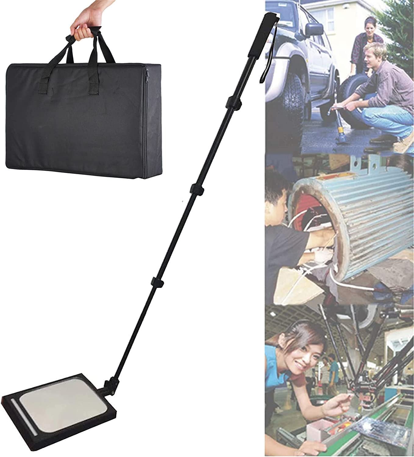 YNIYUJKL Vehicle Inspection Mirror Under Vehicle Inspection Mirror With Led Light, 36Cm~120Cm Adjustable Rod Telescopic Convex Mirrors, Security For Inspection Of Cars, Truck