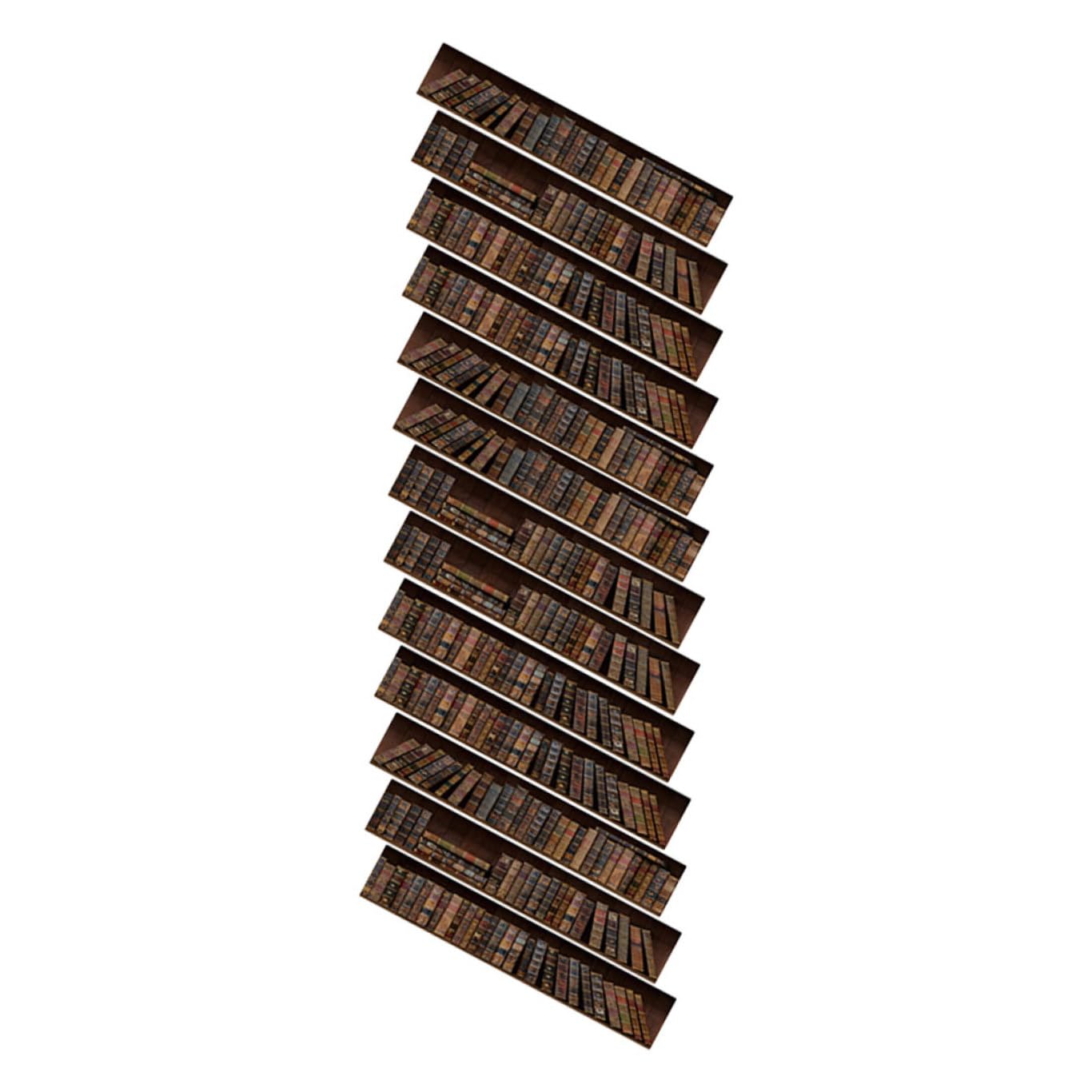 Stickers escaliers effet bibliothèque vintage pour salon chaleureux