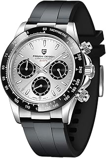 パガ-ニデザイン メンズ腕時計 日本製SEIKOクォーツムーブメント デイトナ クロノグラフ ケース 付き 防水 セラミックベゼル ビジネス 仕事用 ドレスウォッチ ステンレススチール ベルト サファイアガラス PAGANI DESIGN PD-1664 (シルバー)