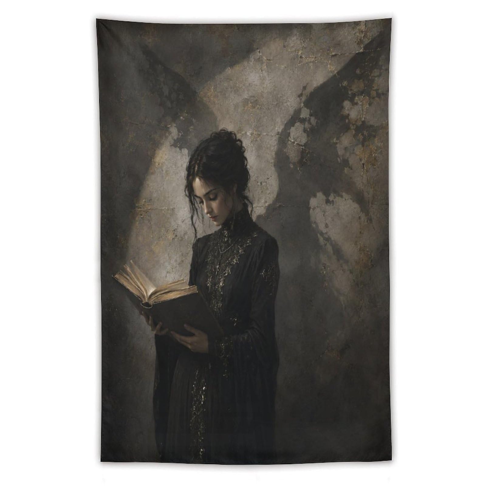 W7C8U2X3 Candlelit Woman Reading Wall Tapestry, Reading Corner