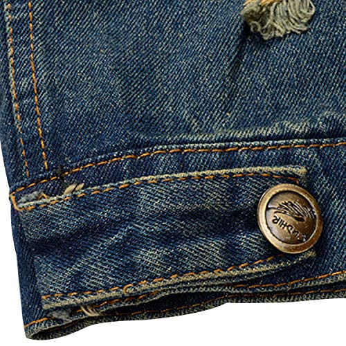 Cekaso Men's Sleeveless Denim Vest Casual Slim Fit Ripped Classic Button Down Jean Jacket Vests, Dark Blue, Tagsize3Xl=Ussizes #TOP7