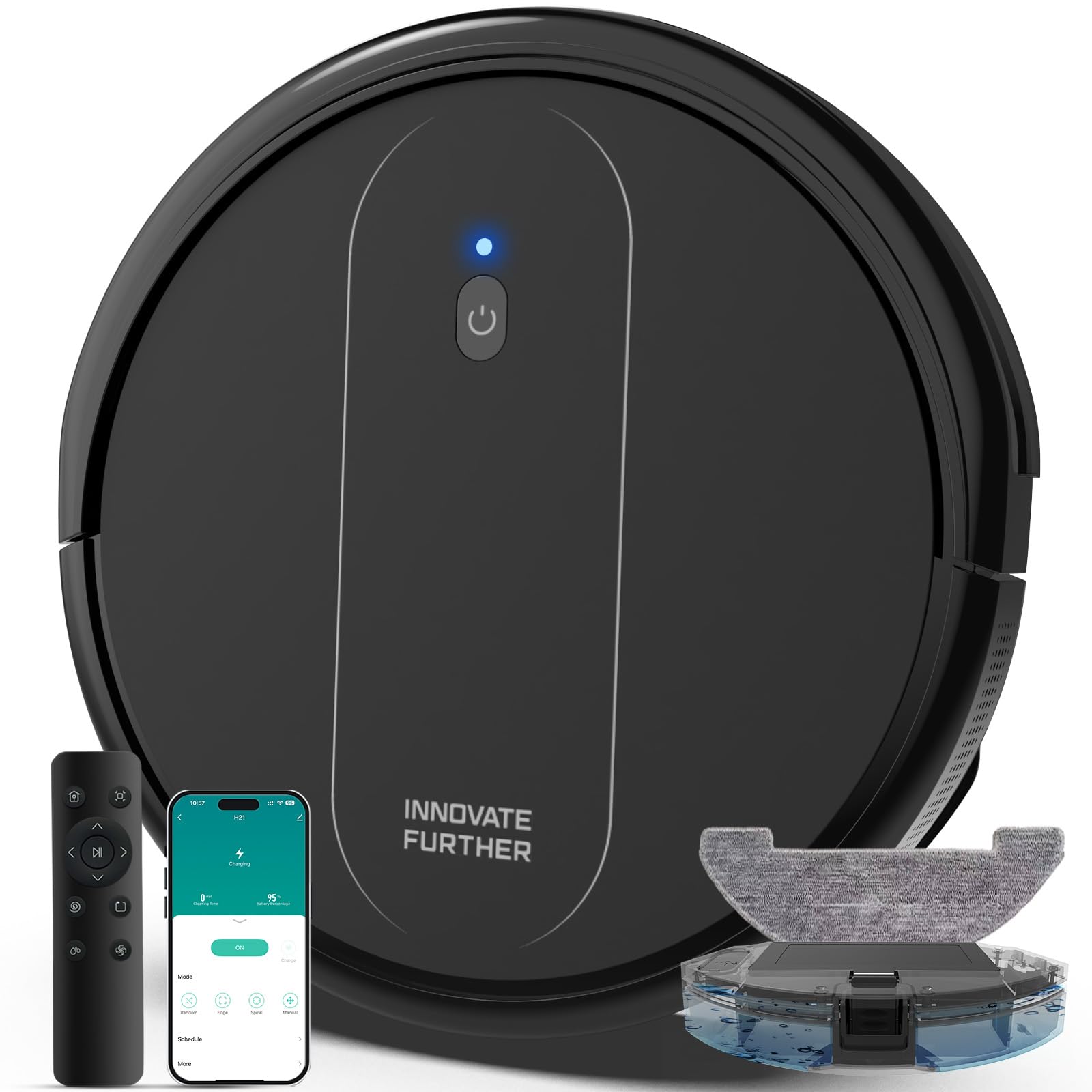 Robot Vacuum and Mop Combo: 5000Pa 3-in-1 Robotic Vacuum with Intelligent Navigation, Alexa＆APP Control, Quiet and Slim, Self-Charging Robot Vacuum Cleaner for Pet Hair, Hard Floors & Carpets