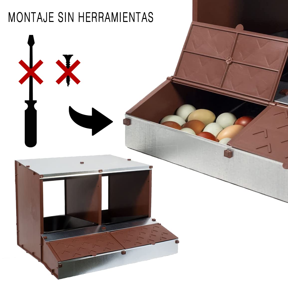 Nido Per Galline SAN ANTÓN Con 2 Fori - Per 8-9 Galline | Plastica UV, Facile Pulizia, Montaggio Senza Attrezzi - Foto 7