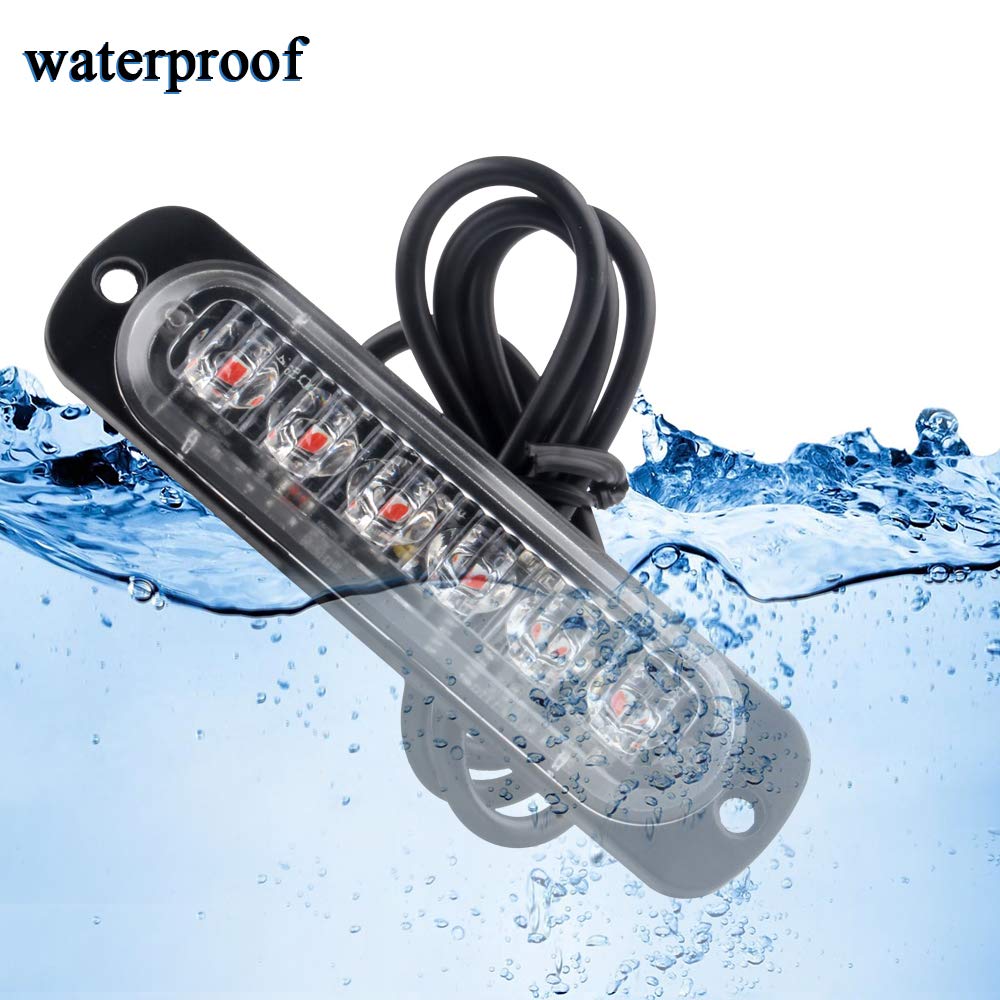 4 szt. Ultra cienkie 6 LED światła ostrzegawcze Red Hazard Migające światło stroboskopowe uniwersalne dla 12-24 V samochód ciężarówka przyczepy kempingowej przyczepy kempingowej do samochodu