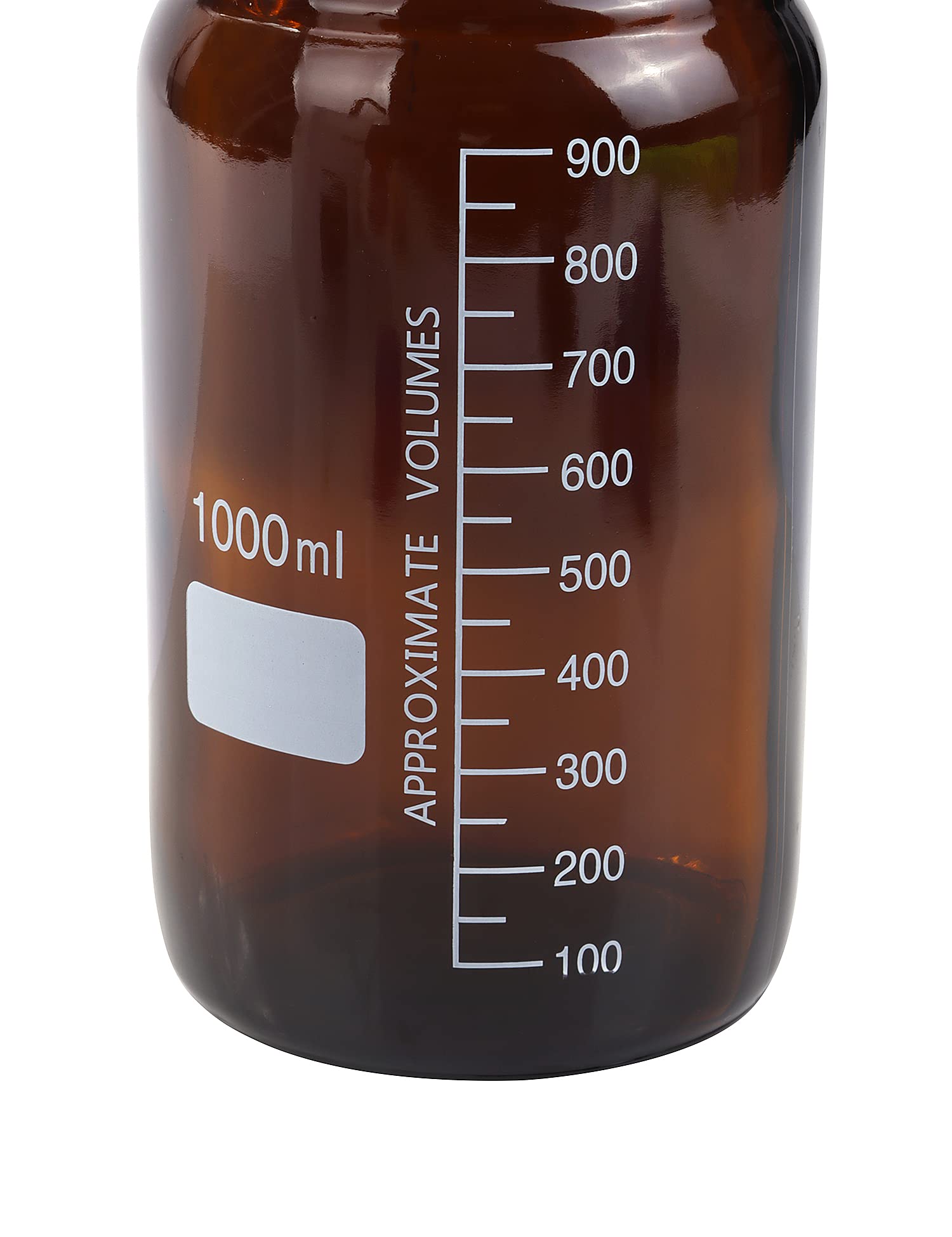 Paquete de 4 botellas de vidrio de borosilicato ámbar de 1000 ml de reactivo de laboratorio/botella de almacenamiento con tapón de rosca azul GL45