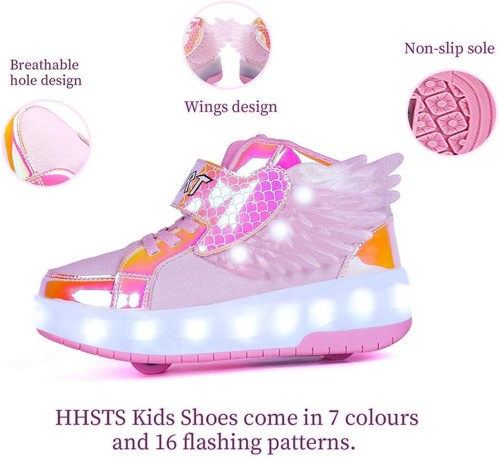 HHSTS Kids Shoes - New Upgraded with Wheels LED Light Color Shoes Shiny Roller Skates Skate Shoes Simple Kids Gifts Boys Girls The Best Gift for Party Birthday Christmas Day image 4