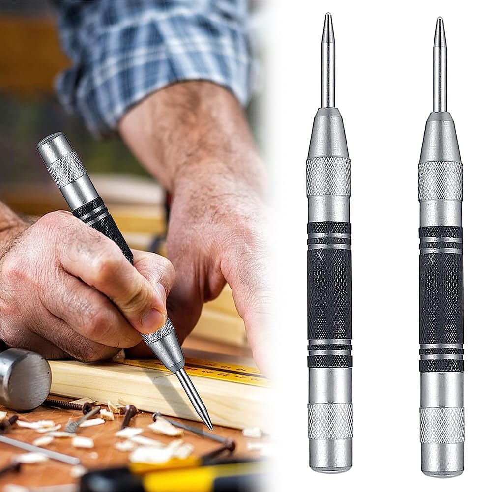 Punzone Centrale Automatico 2 Pezzi - Strumento A Molla Per Foratura Su Metallo E Legno - Foto 7