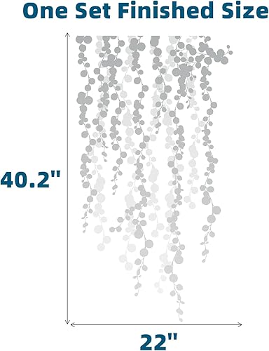 Miniatura 4 de RoyoLam 2 hojas de gradiente gris claro colgante de perlas de vid para sala de estar suculentas calcomanías de pared de PVC extraíbles para despegar