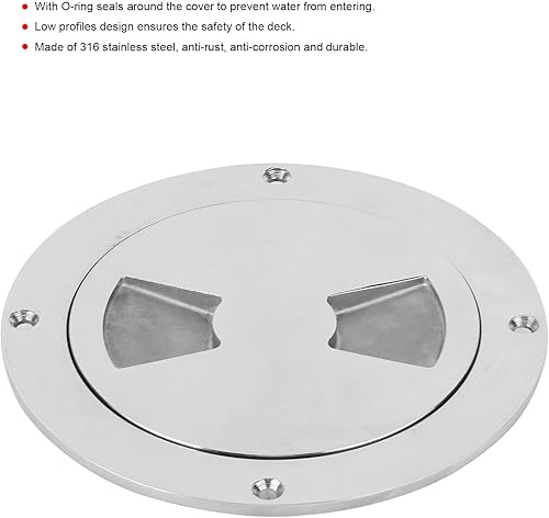 Miniatura 4 de KIMISS Placa de cubierta, cubierta de escotilla de cubierta de acero inoxidable de 5 pulgadas, escotilla de inspección de acero inoxidable con llave
