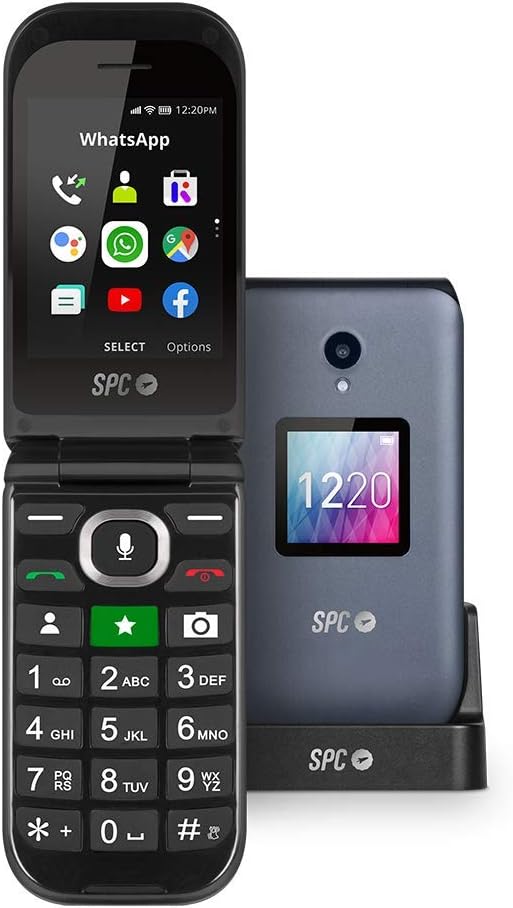 SPC Jasper Teléfono Móvil 4G con Whatsapp y Botón Sos para Personas Mayores, Gris/Negro