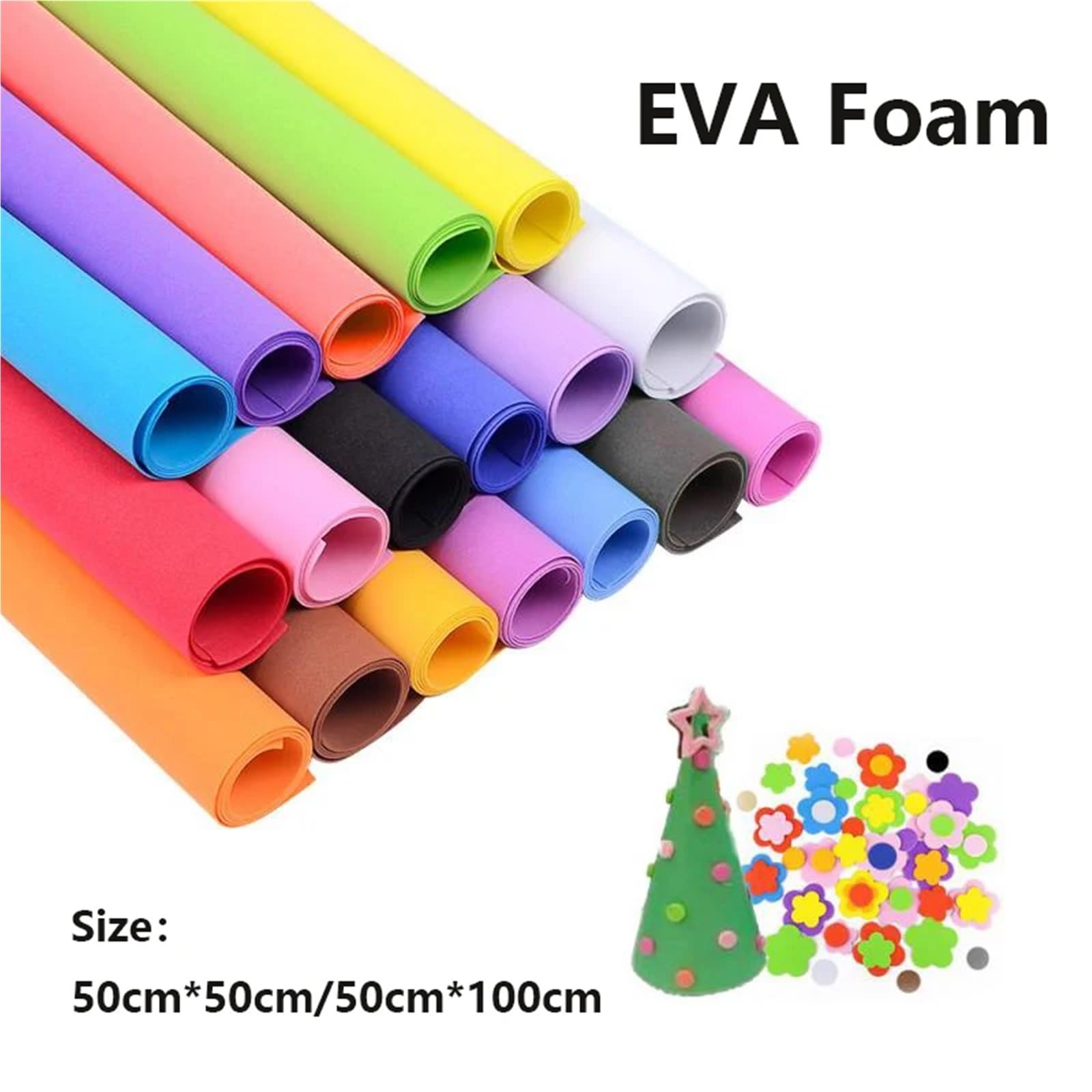Moosgummi-Platten 18 Stück Bunte Eva-Schaumstoff-Blätter, Eva-Schaumstoff, 1 mm dick, 50 cm x 50 cm/50 cm x 90 cm, Eva-Schaumstoff-Papiere for Kunsthandwerk, DIY-Projekt(50x50cm 18 Colors)