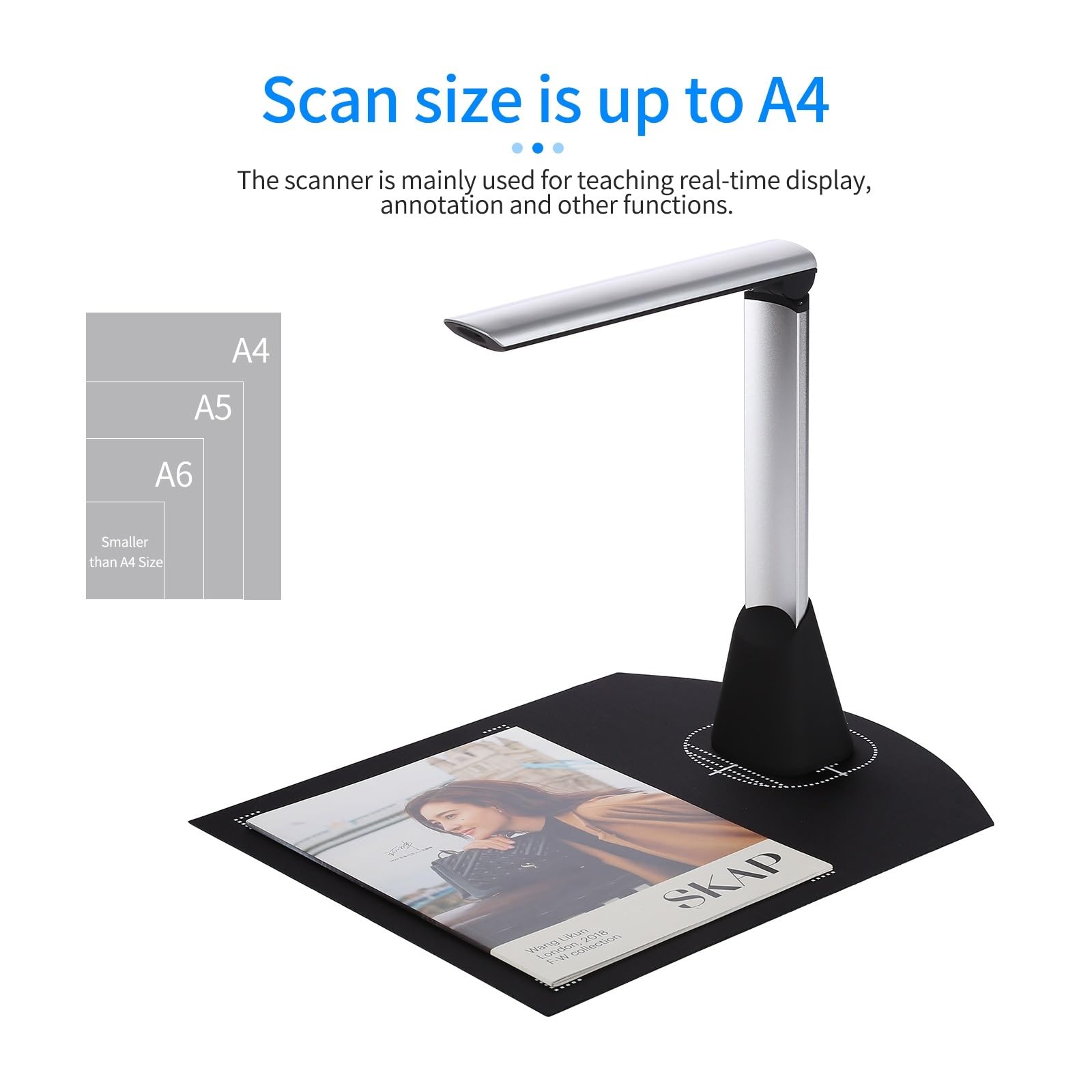 Telecamera per documenti Scanner for fotocamera for documenti BK34, fotocamera HD da 5 megapixel formato A4 con software didattico a luce LED for l'insegnamento online