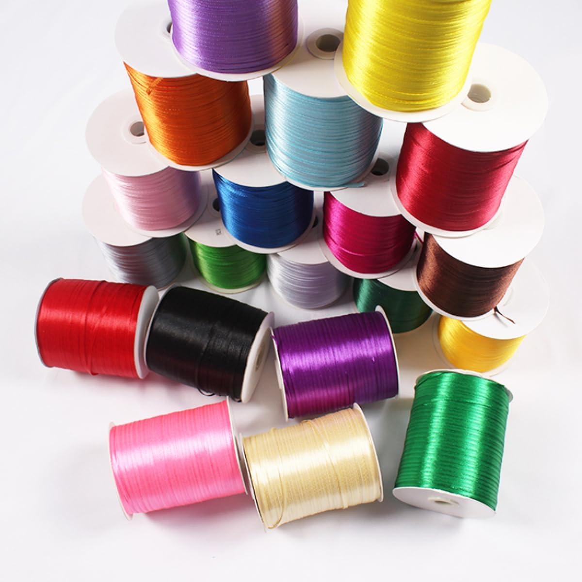 Queenbox 3mmx863Yard Solid Polyester Long Ribbon, Craft Gift Wrapping Fabric Ribbon for Christmas Halloween Hair Bows Wedding, Fruit Green