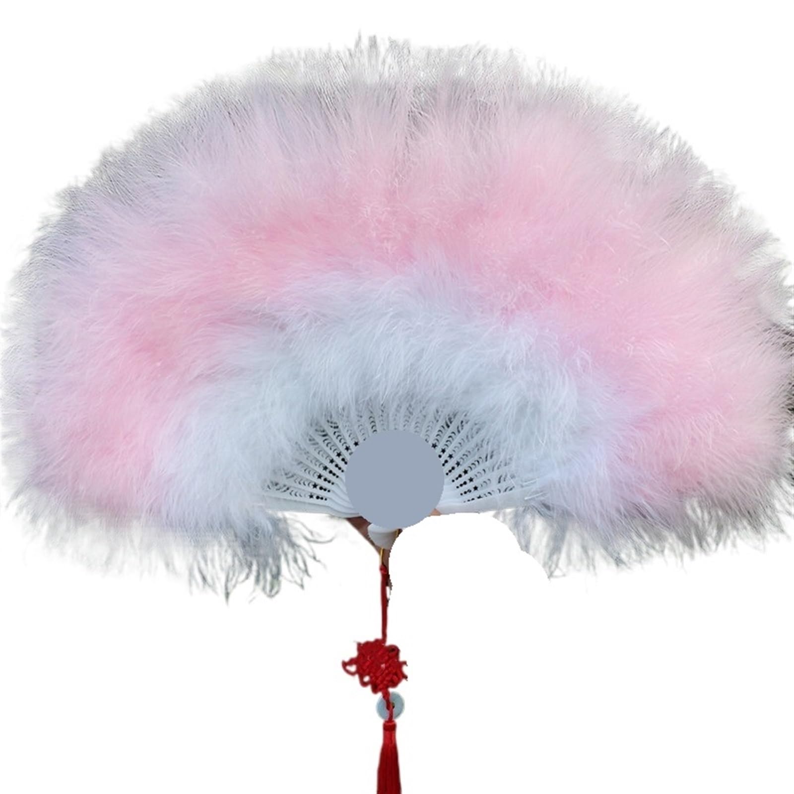 Éventail en plumes de marabout d'autruche de luxe pliant fait main