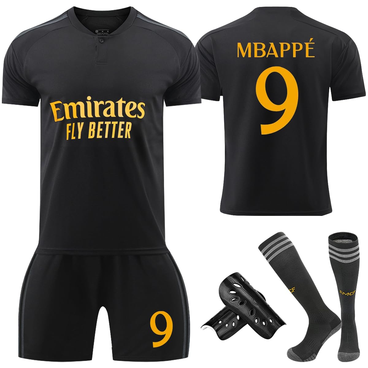 FWHFNB Camiseta de Fútbol para Niños,No.7/No.9 Conjunto de Fútbol de Jersey,con Camiseta,Pantalones,Calcetines y Rodilleras