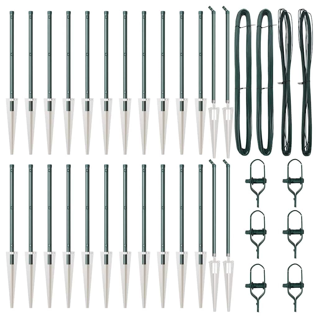Postes de valla con manguito de impacto (26 unidades, acero pulverizado, 3,2 x 100 cm, para jardín, terraza, patio, sauce, construcción de vallas, para fijación estable y fijación segura