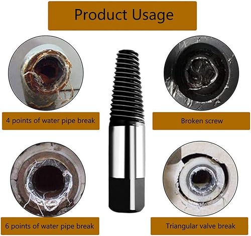 Miniatura 7 de Rongon Juego de 8 extractores de tornillos, kit de extractor de pernos pelados, de acero al carbono, para quitar fácilmente pernos rotos, tornillos