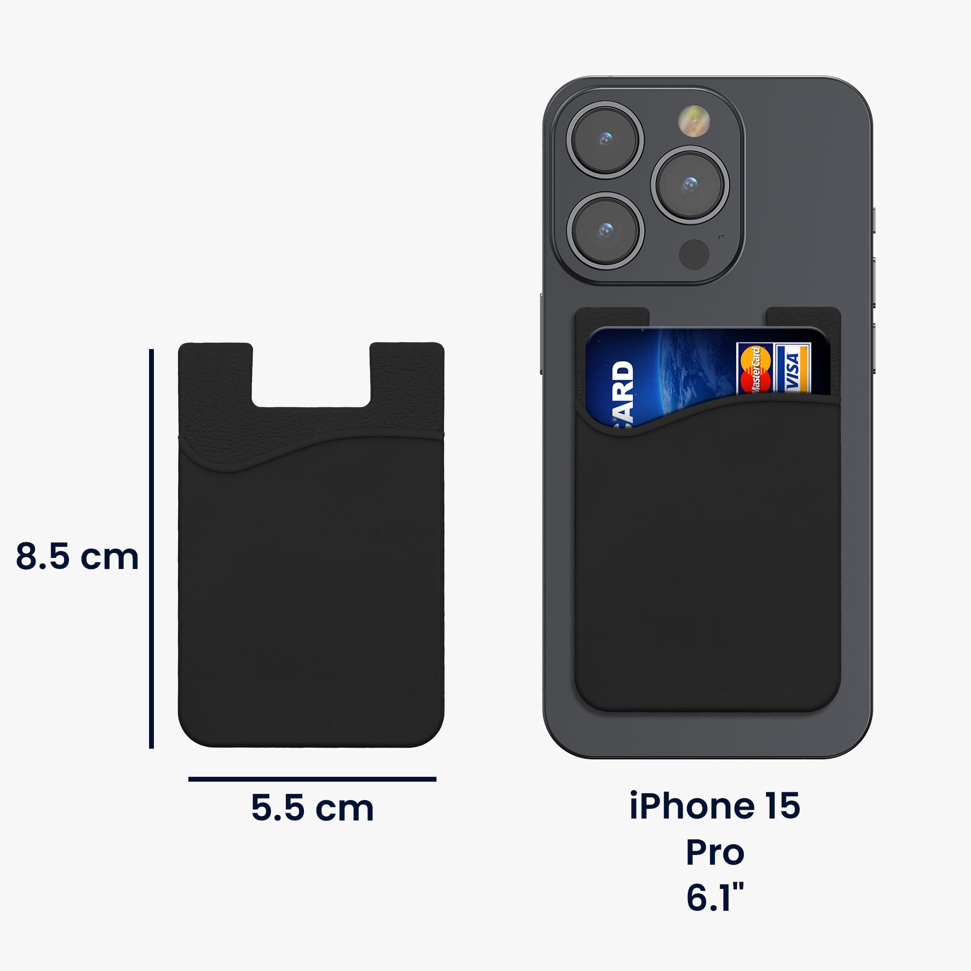 Portacarte Per Cellulare - Set 3 Tasche Adesive In Silicone Per Carte Di Credito | Compatibile Con Smartphone - Foto 5