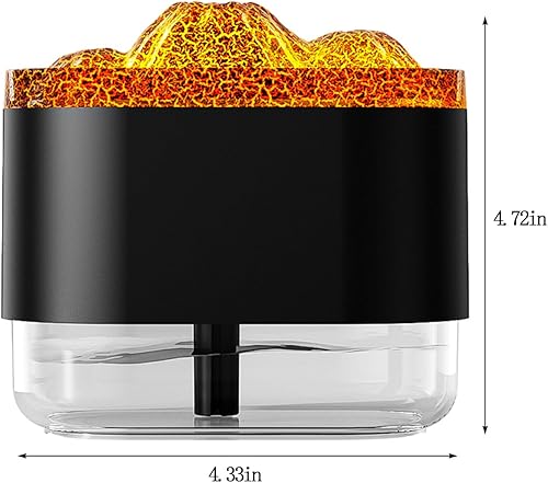 Miniatura 7 de Volcano Flame Diffuser, Aromatherapy Essential Oil Diffuser with 2 Spray Modes and Atmosphere Light, 300ml Cool Mist Humidifier 8 Hours Auto Off for