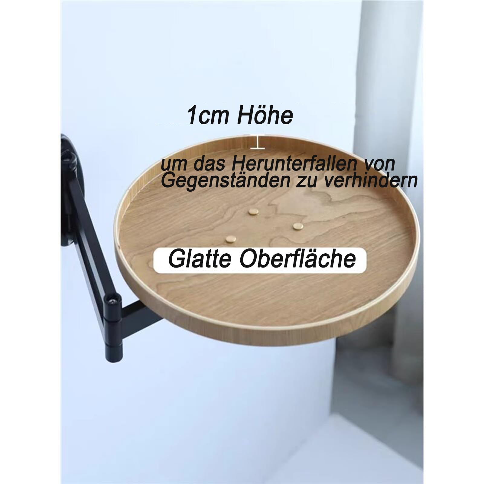 Klapptisch Wand Rund, Wandklapptisch Kleiner Schreibtisch Klappbar Wand Ausziehbar Schwebender Nachttisch Platzsparend für Schlafzimmer Wohnzimmer Balkon